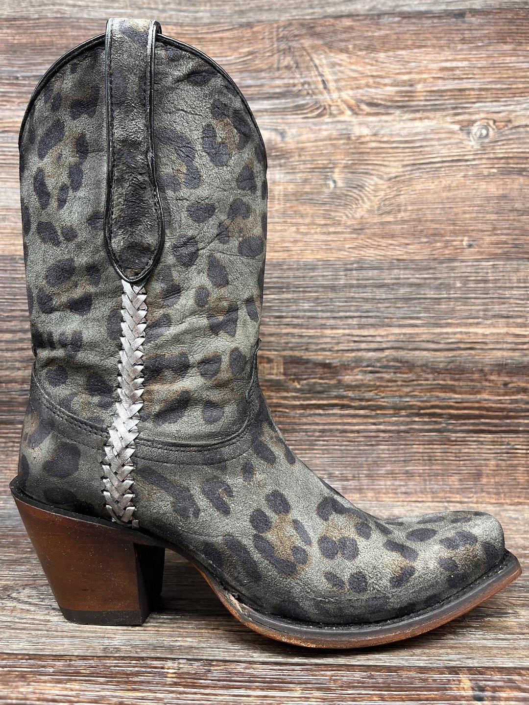 Corral Women's Leopard Print Grey Narrow Square Toe Western Boots A4246