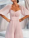 Empire Half Sleeves Wide Leg Jumpsuits