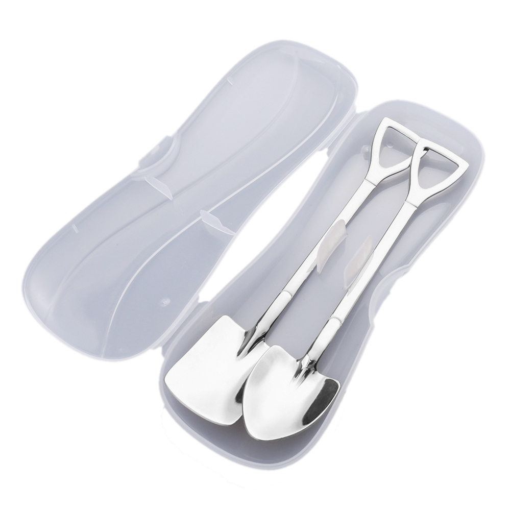 

2Pcs Retro Stainless Steel Spoon Dessert Shovel Coffee Spoon Kit, Silver, 501 Original