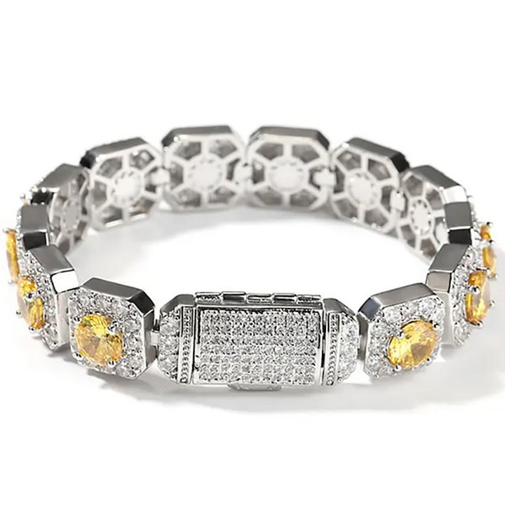 12MM Yellow/Purple/Pink Zircon Flap Clasp Tennis Bracelets