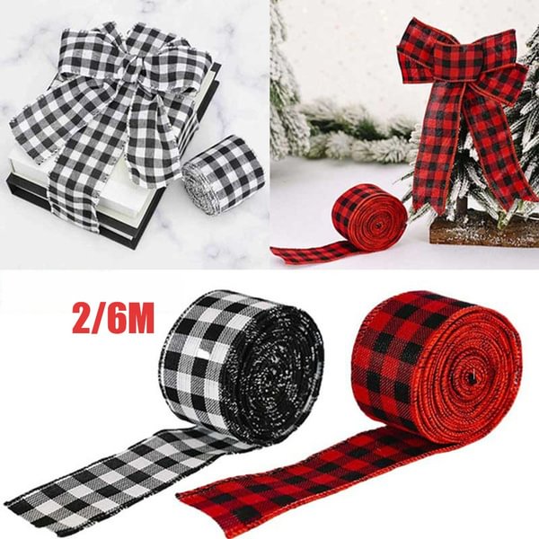 Tartan Christmas Xmas Check Plaid Ribbon Checkered Decoration Gift Ribbon 2M/6M - Shop Trendy Women's Fashion | TeeYours