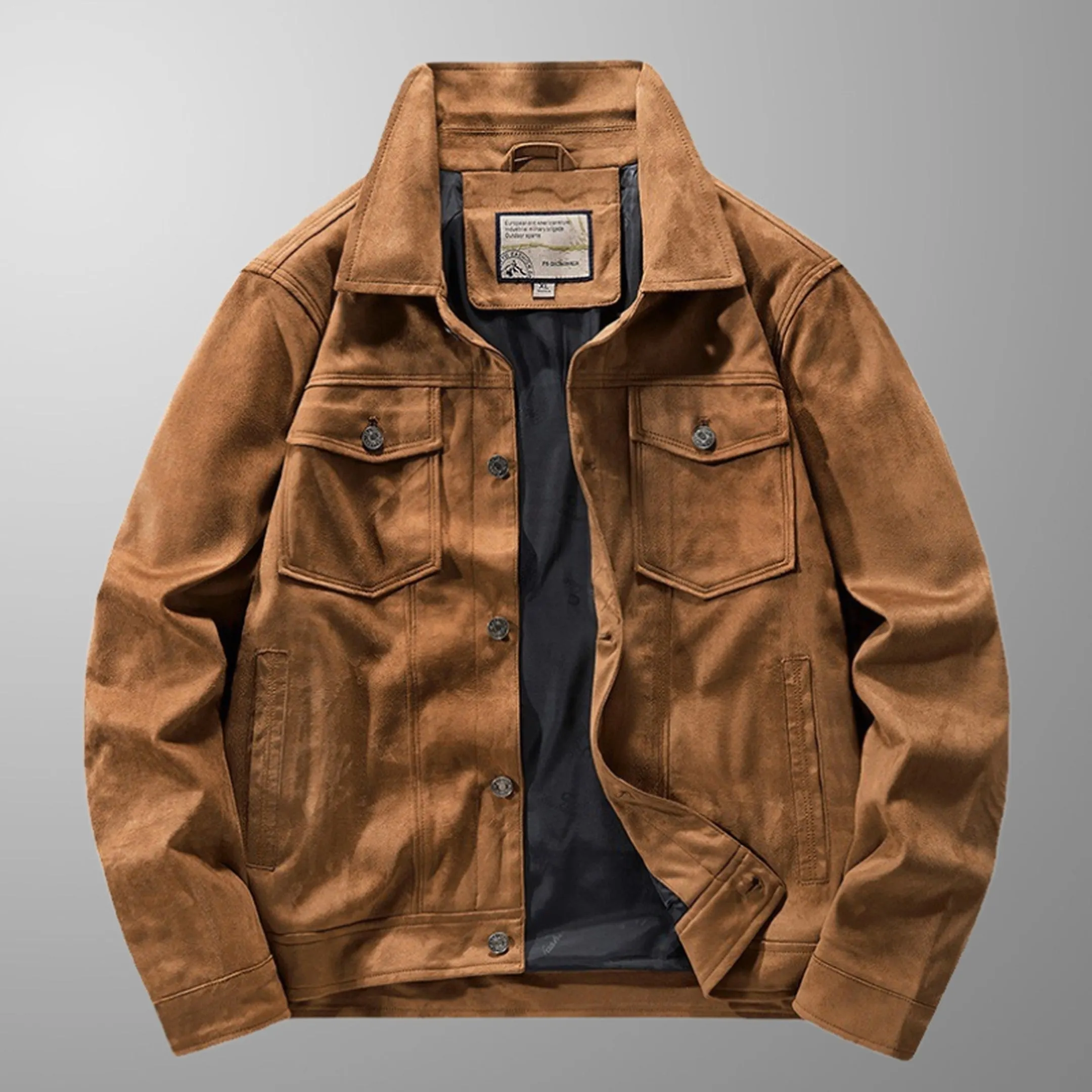 Men's Genuine Suede Jacket &ndash; Riviera Zip-Front with Point Collar