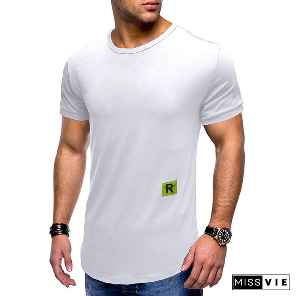 Men Pure Color Short Sleeve Sportswear T-shirt