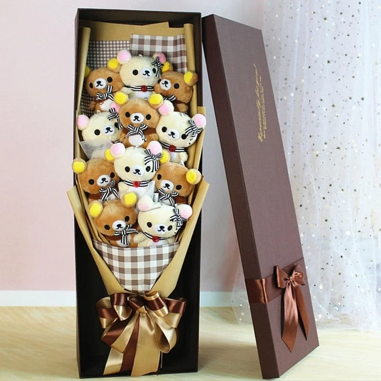 Valentine's Day Gift Rose Cute Teddy Bear Plush Bouquet Enchanted Flower (8 Designs) Optional Gift Box