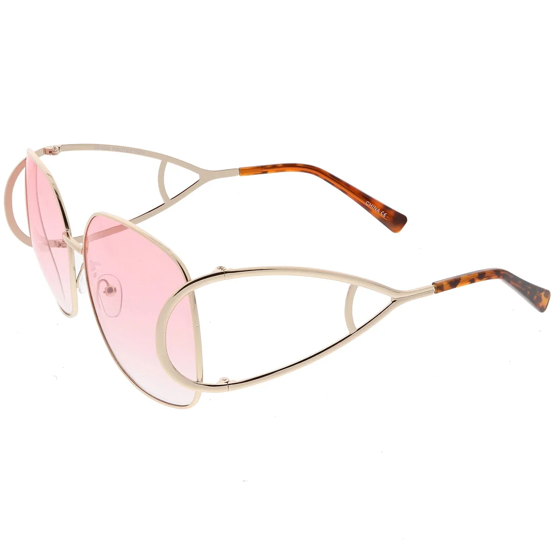 Women's Open Metal Arms Oversize glasses Square Colored Lens 65mm