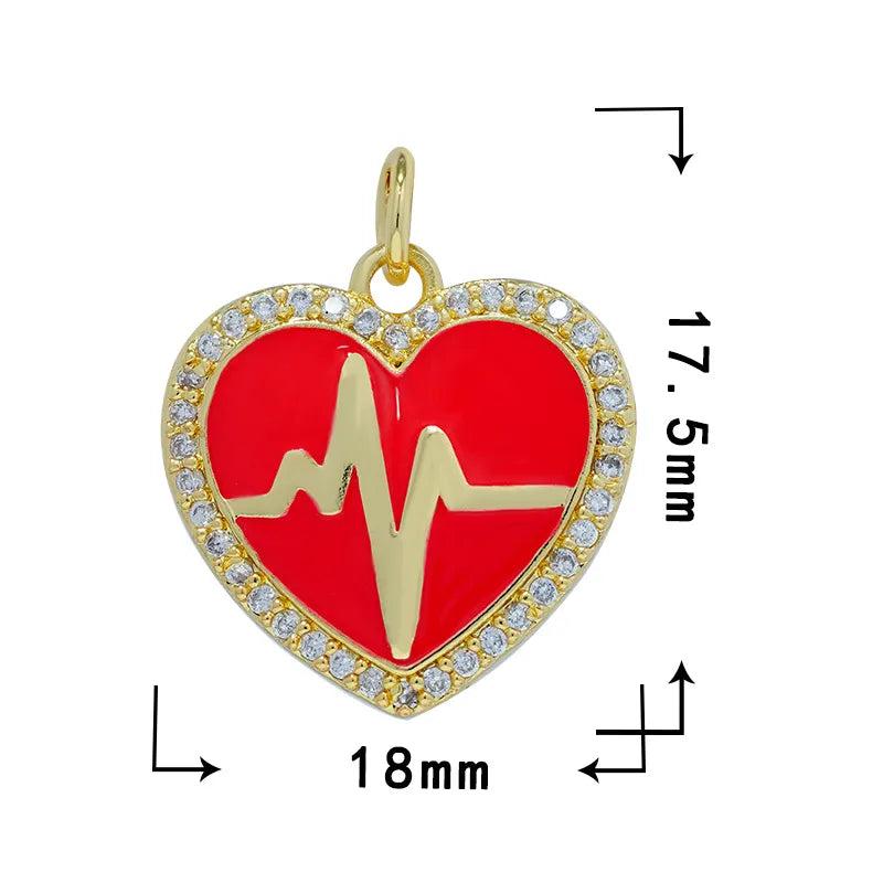 1 Piece 17.5*18mm 17*18.8mm Copper Zircon Heart Shape Pendant