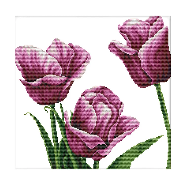 Purple Tulip 14CT Printed Cross Stitch Kits (45*44CM) fgoby