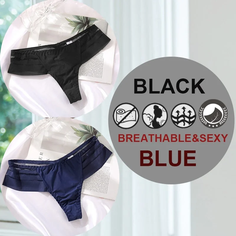 FINETOO 2PCS/Set M-XL G-string Women's Panties Sexy Perspective Seamless Panties Underwear Female See-Through Underpant Lingerie