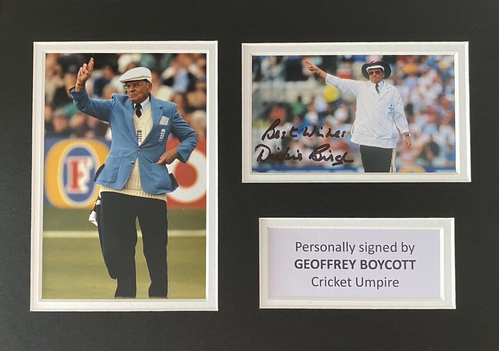 Geoffrey Boycott Hand Signed Cricket Umpire Photo Poster painting In A4 Mount Display