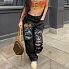 Women's Jeans Long High Waist Ripped Raw Edge Fashion Print Jeans by Inlyline