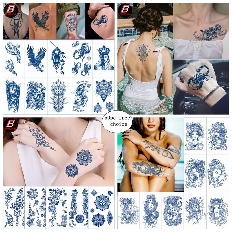 Gingf Herbal Juice Wholesale Temporary Tattoo Stickers 7-15 Days Waterproof Lasting Men Women Flower Arm Body Art Fake Tattoo