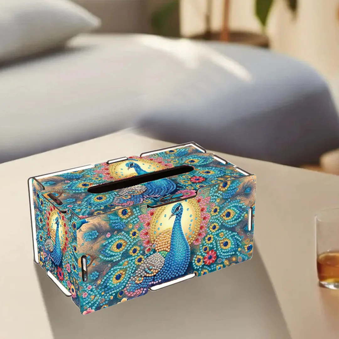 Wooden Diamond Painting Tissue Box for Home and Office Decoration(CZH004)