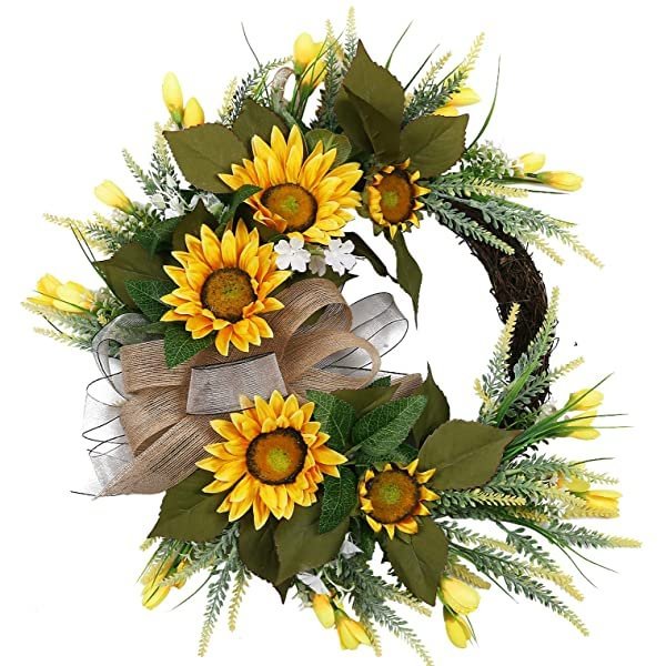 Sunflower Bowknot Summer Autumn Wreath