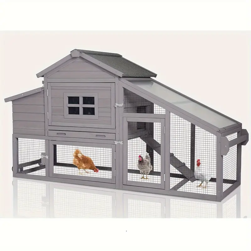 Gallinero expandible para gallinas para exteriores con ruedas, caja nido, bandeja extraíble a prueba de fugas y panel de techo resistente a los rayos UV detalles 2