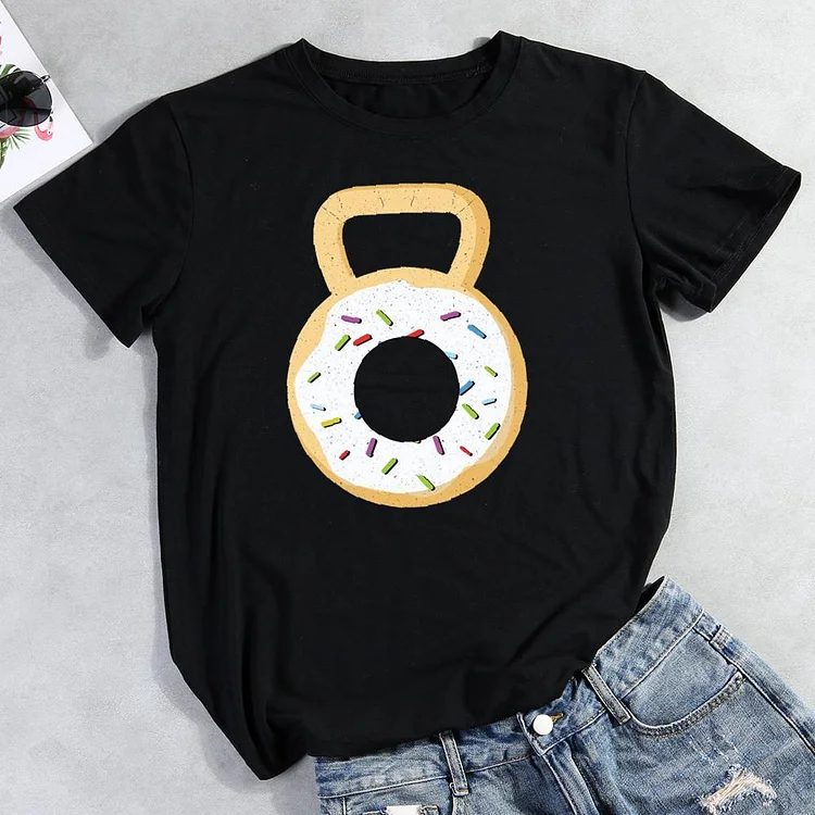 Kettlebell Donut Round Neck T-shirt-Annaletters