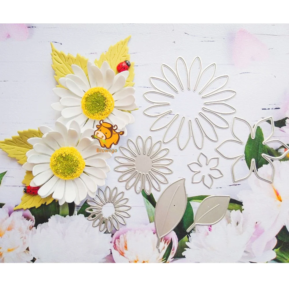 Sun Flowers Metal Cutting Dies Stencil Template For DIY Scrapbooking Embossing Paper Card Album Making Decor Craft Leaf Dies Cut