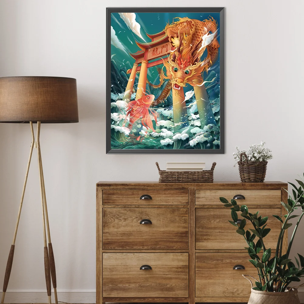 Full Round Diamond Painting 40*50cm - Fish Leaps Over Dragon Gate