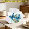 Blue Butterfly DIY PU Diamond Painting Tissue Box Kit Desktop Tissue Holder with Rhinestone Diamond Desk Decorative Tissue Box for Adults Desktop Storage Organizer