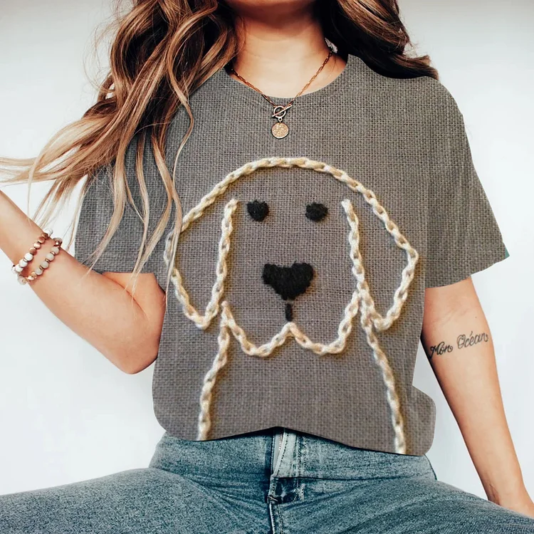 Women's Cute Dog Dog Lover Print T-Shirt