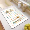 Cream Diatom Mud Coffee Machine Cups Water Uptake Mat Modern Home Kitchen Tabletop Cabinet Mat