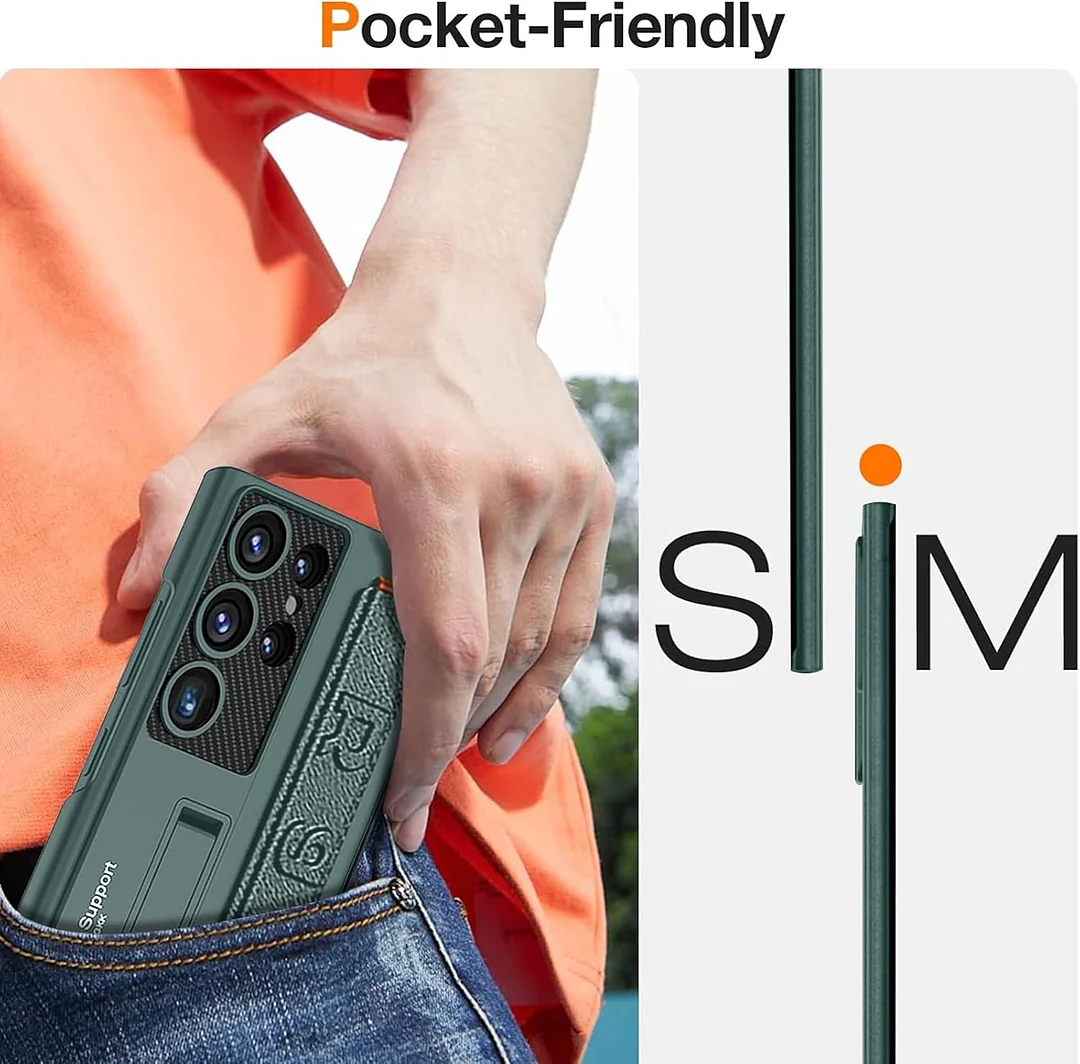 Suitable for S26 Ultra phone case, ultra-thin stand, elastic wrist strap, precision hole, shockproof protective case