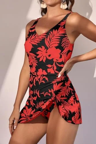 One Piece Tummy Control Swimdress for Women 