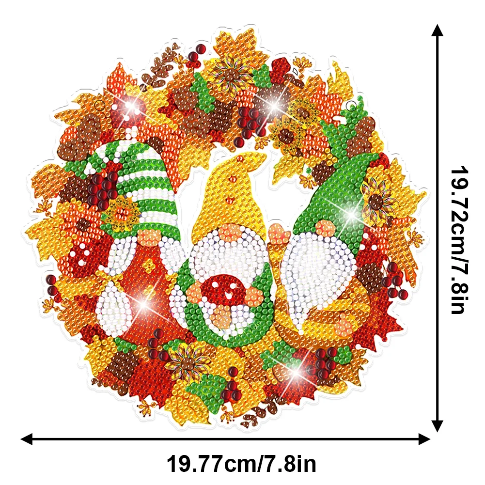 DIY Fall Gnome Single Side Special Shaped Diamond Painting Wall Decor Wreath Crystal Painting Wreath