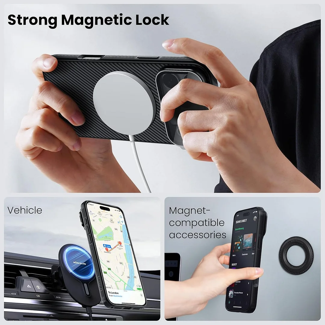 Nillkin for iPhone 17 Pro Max Case Magsafe, Compatible with MagSafe, Upgraded Full Camera Protection, Shockproof Protective, Adjustable Kickstand, iPhone 17 Pro Max Case with Stand 6.9 inch, Black