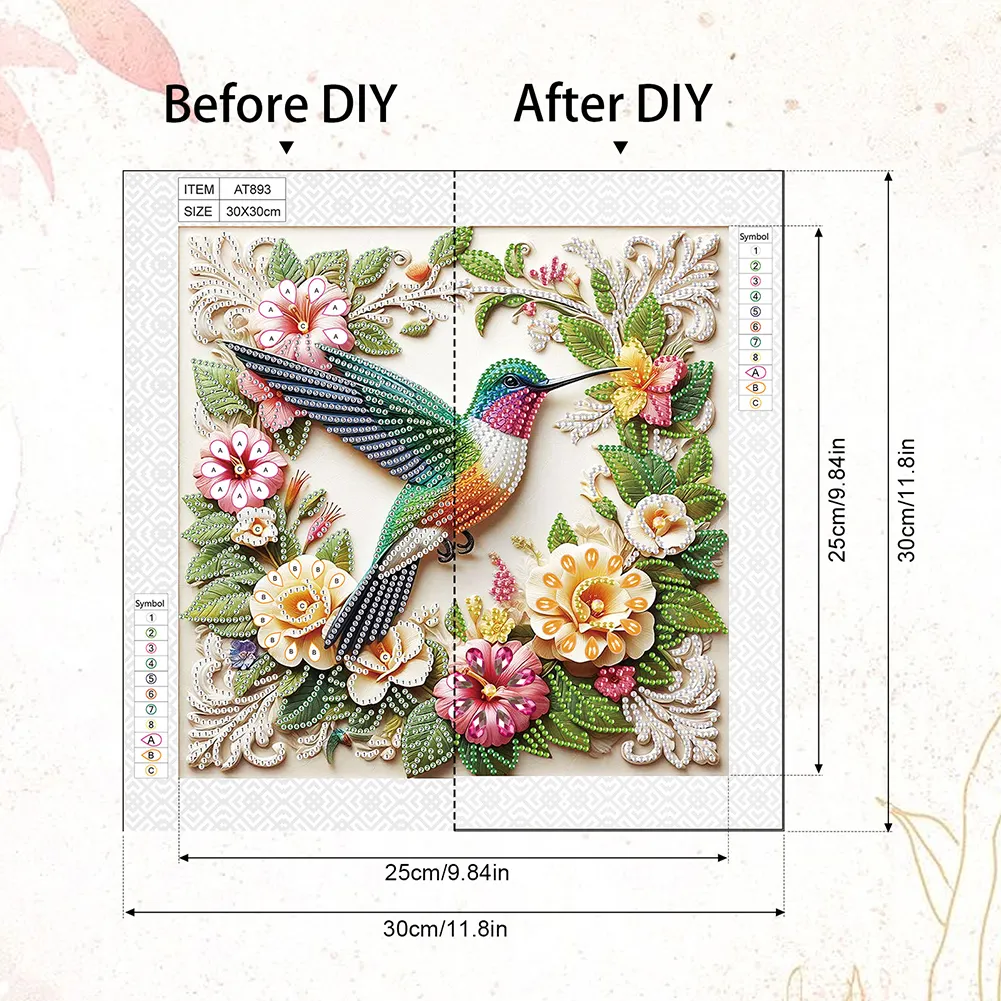 Diamond Painting - Partial Special Shaped Drill - Flower Hummingbird(Canvas|30*30cm)