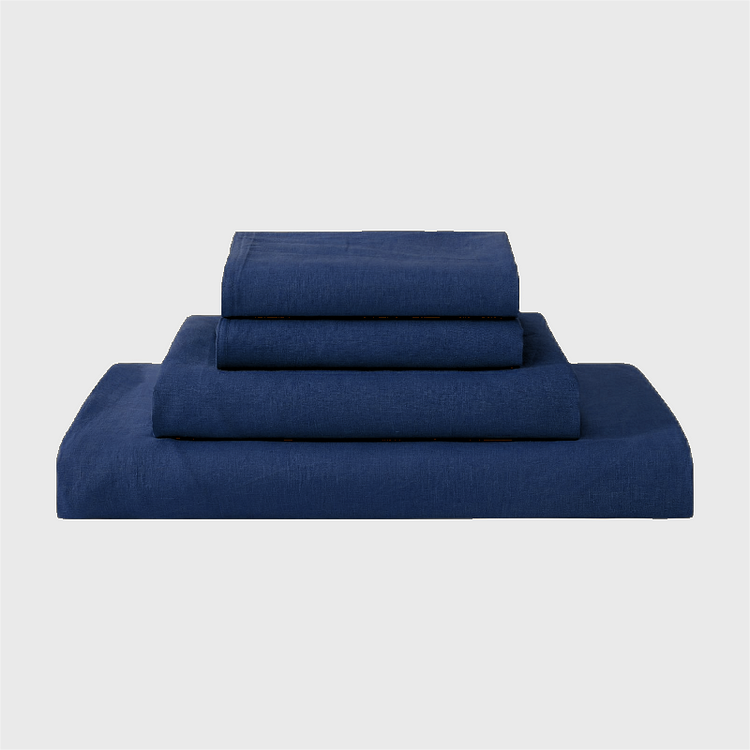 Navy French Linen Sheet Set Linen Time