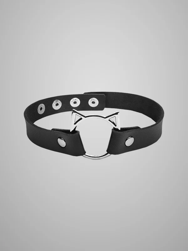 Goth PU Cat Decoration Choker