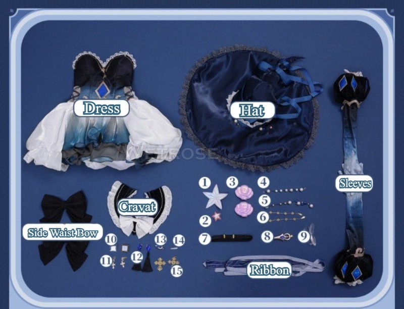 [Wetrose] In Stock Furina Deep Sea Genshin Impact Fanart Doujin Cosplay Costume Wig Full Set