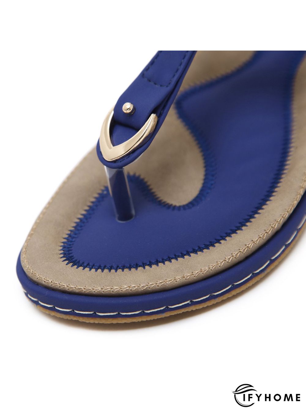 Women's Beach Metal Buckle Trim Flip-On Sandals | IFYHOME