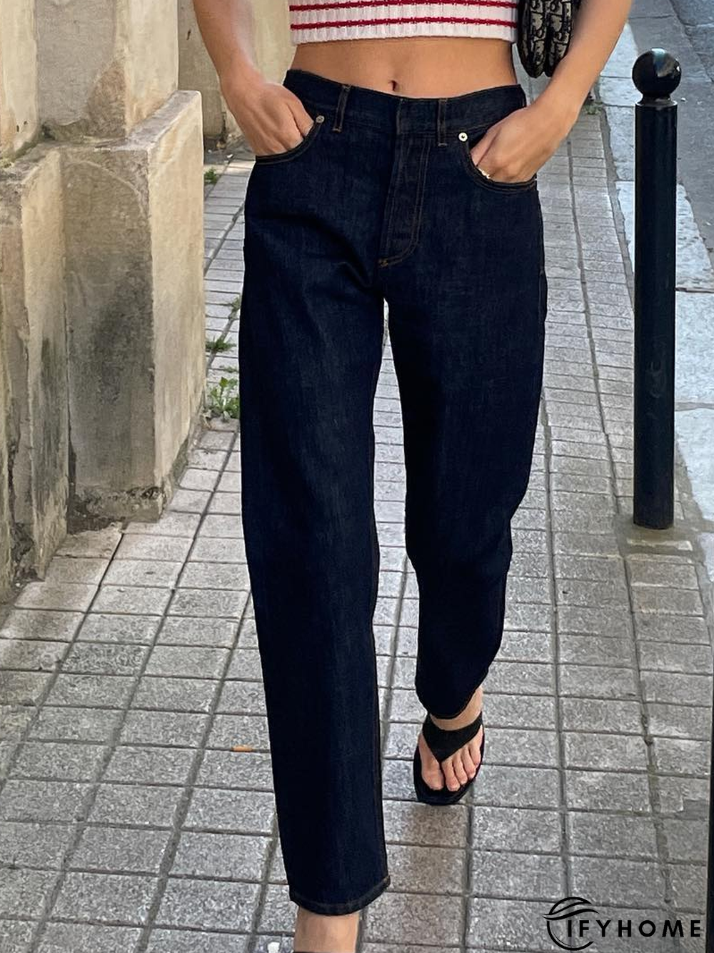 Metal Casual Plain Regular Fit Jeans | IFYHOME