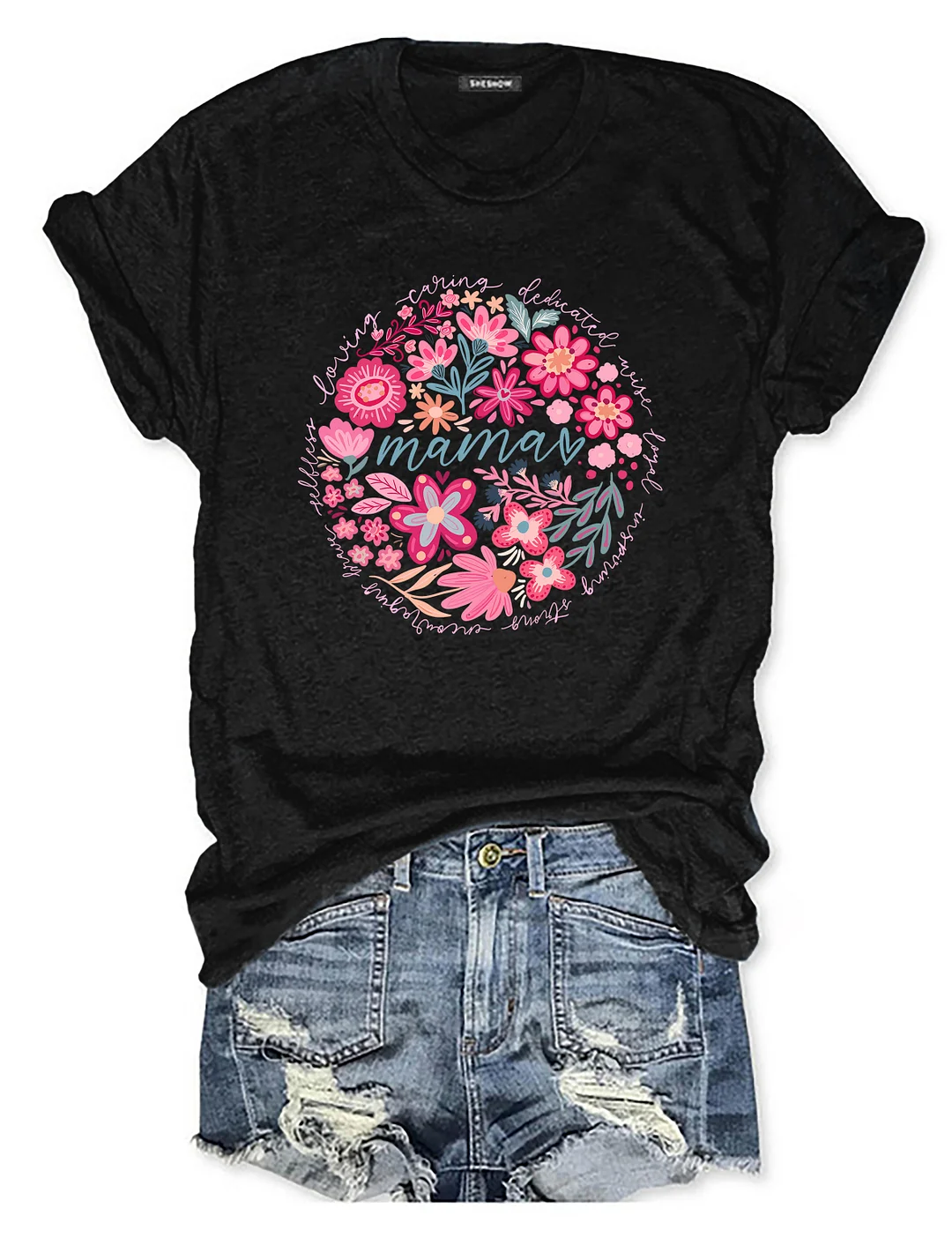 Boho Floral Mama T-shirt