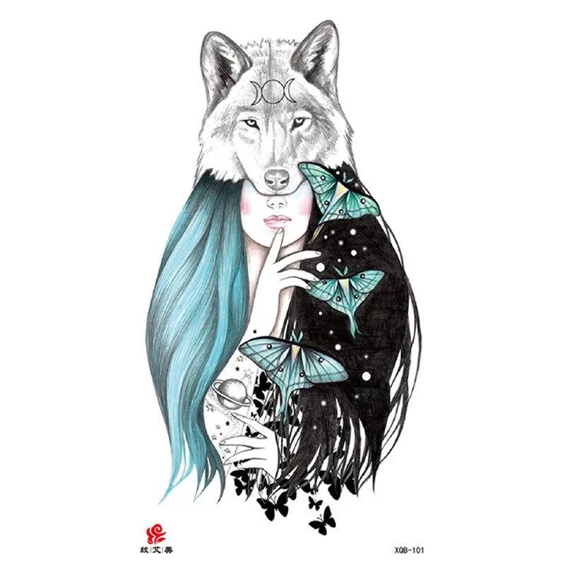 Sdrawing Temporary Tattoo Sticker Tiger Lion Wolf Mermaid Rose Arm Tattoo Hipster Tattoo Man Woman Tattoo Body Art Tatuajes