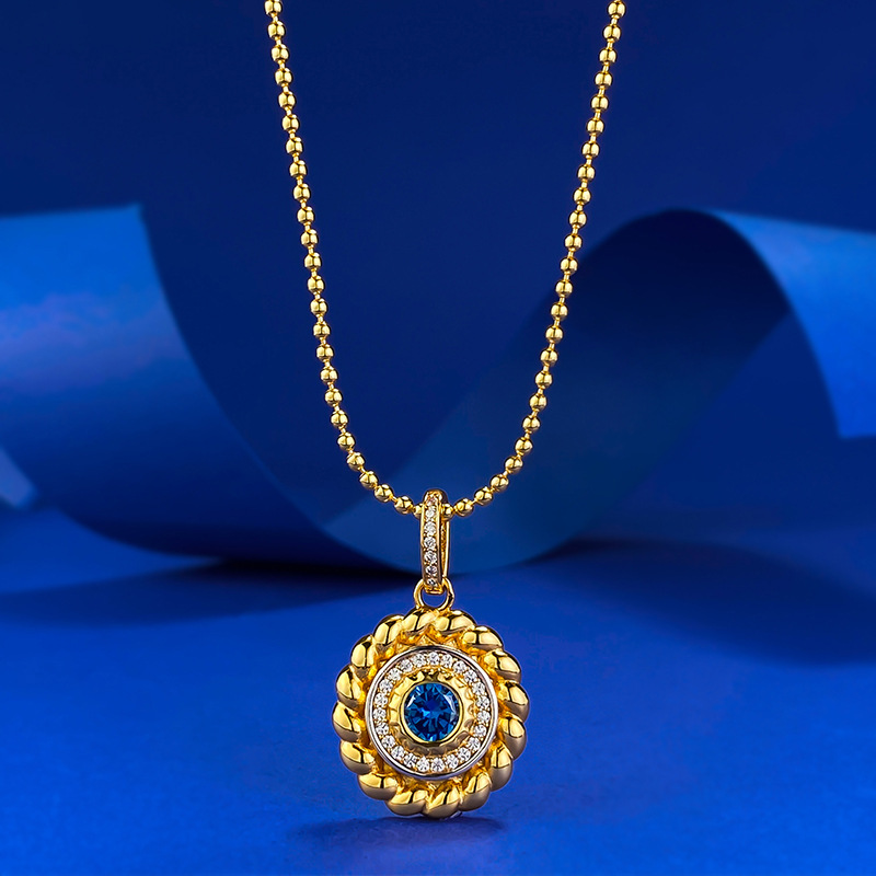 MIKAMU S925 Silver Bohemian Round Pendant Adjustable Necklace - Fashionable and Versatile for Everyday Wear