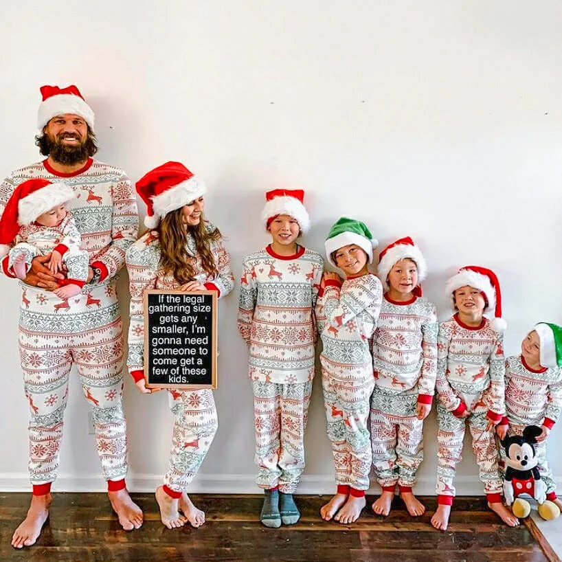 Christmas Colorblock Reindeer Family Pajamas