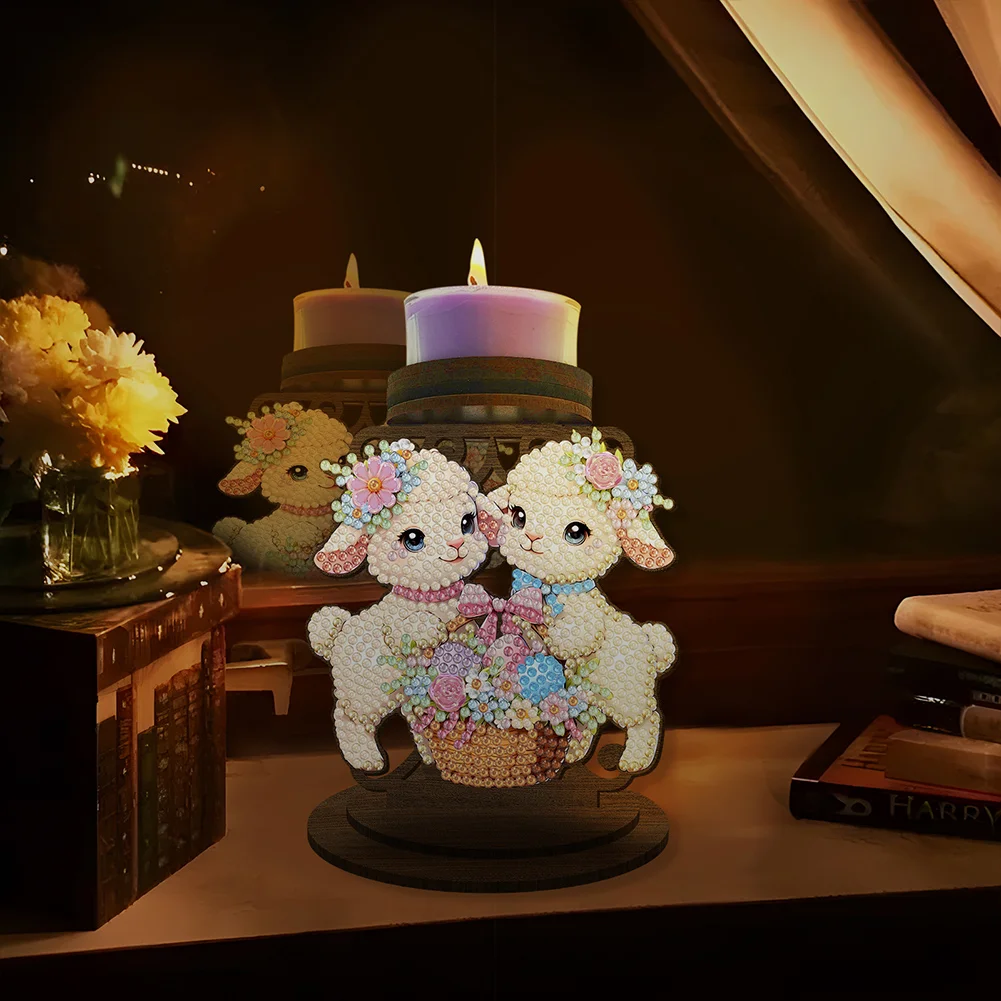 Easter Egg Lamb 5D DIY Diamond Painting Candle Holder Ornaments for Art Crafts