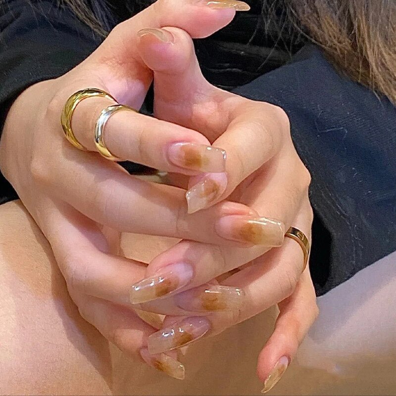 24pcs Glitter Detachable False Nails Fake Nails Full Cover Nail Tips fake nail with design Manicure Tool