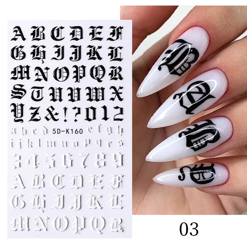 1PC French 5D Nail Sticker Embossed Flower Bubble Pattern Self-Adhesive Slider Wedding Design Nails Decals Nail Art Decoration-Nail Inspo