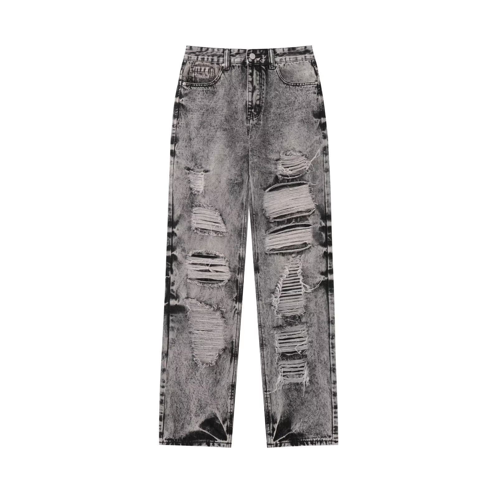 Sopula Men's Ins Trendy Hip-Hop High Street Ripped Washed Distressed Jeans