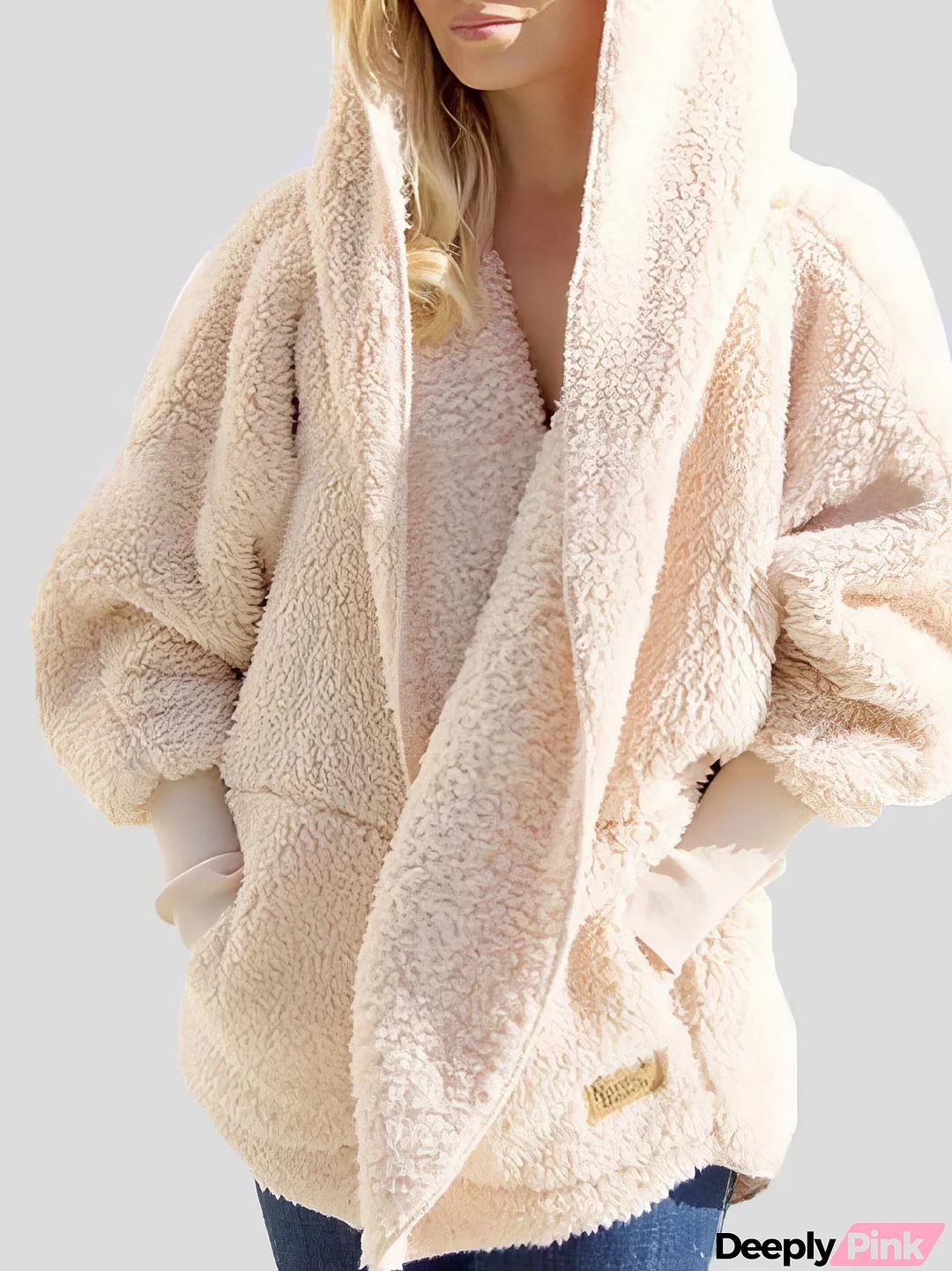 Fashion Furry Hooded Pocket Coat