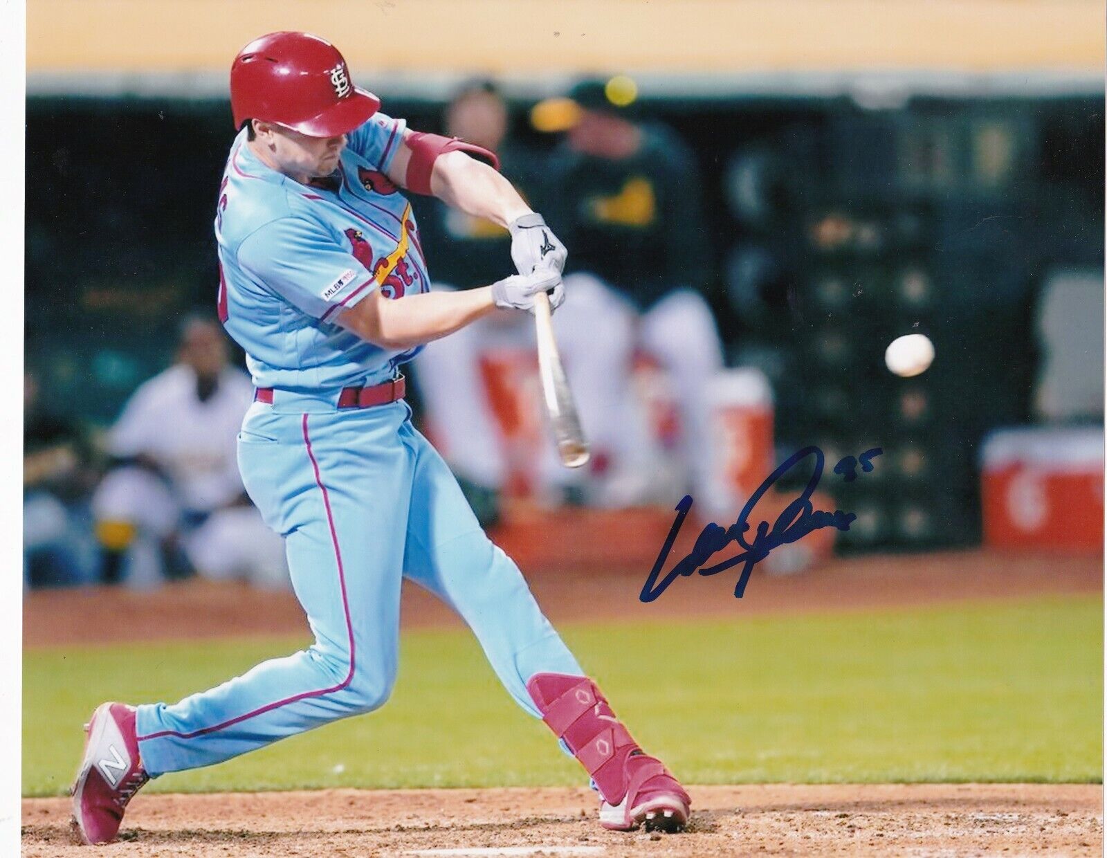 LANE THOMAS ST. LOUIS CARDINALS ACTION SIGNED 8x10