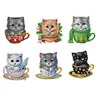 6Pcs Weihnachtstasse Katze - 5d DIY Handwerk Aufkleber Magnet