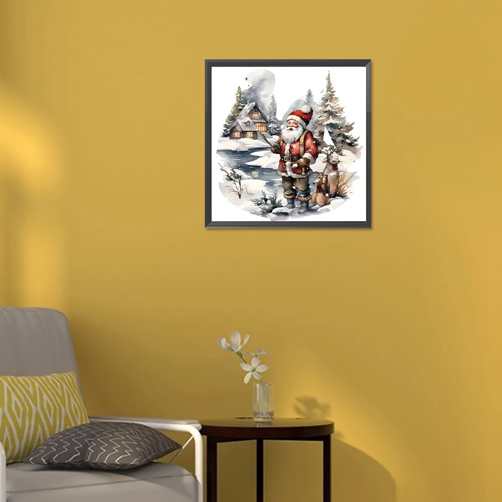 Diamond Painting - Full Round Drill - Santa in The Snow(Canvas|30*30cm)