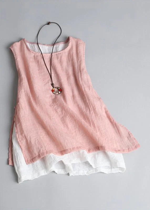 Vintage Pink Side Open Vest Summer