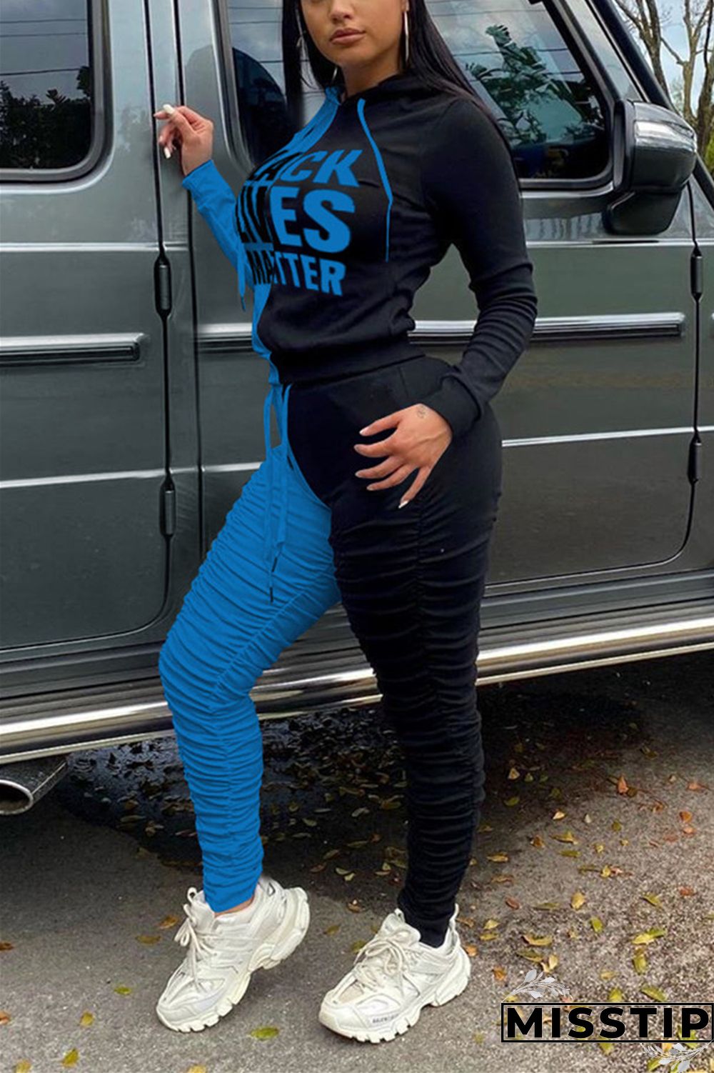 Tangerine Street Print Fold Hooded Collar Long Sleeve Regular Sleeve Regular Two Pieces