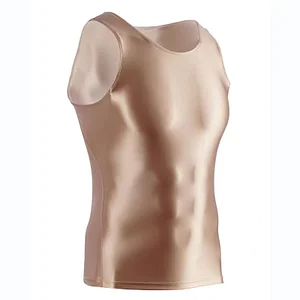 Glossy men's silk tight quick-drying vest