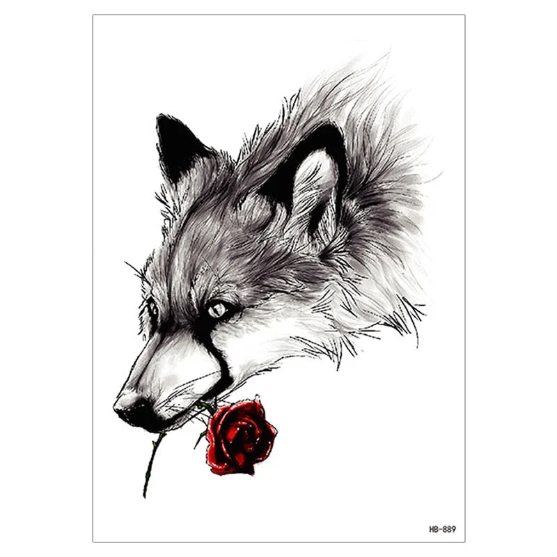 Waterproof TemporaryTattoo Sticker For Men Women Tiger Wolf Death Skull Temporary Tattoo Fake Henna Skeleton King Animal Tatoo